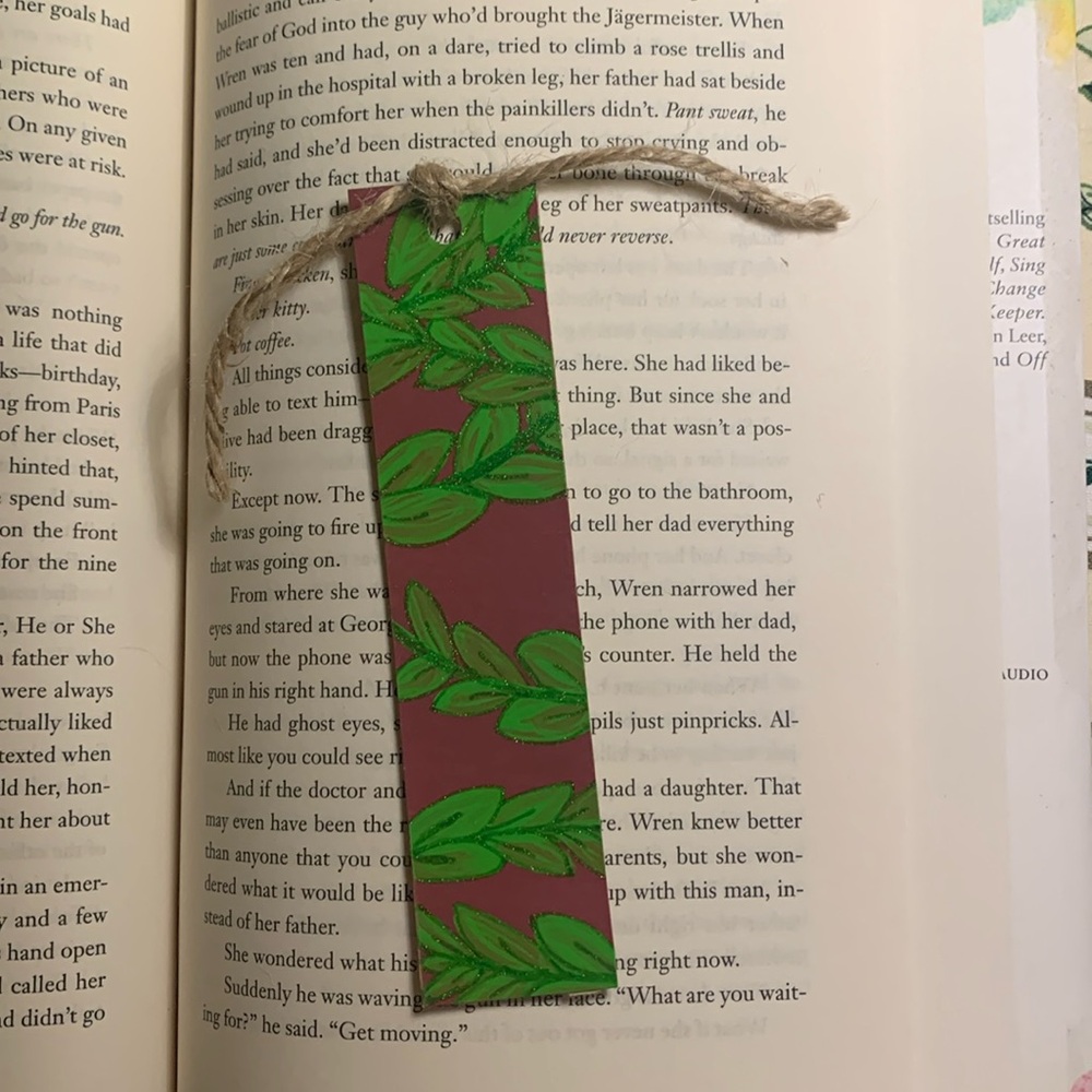 Leafy Vines Hand Painted Bookmark